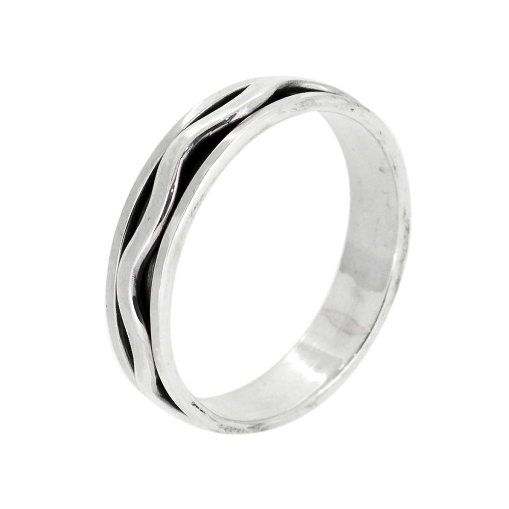 925 sterling silver wave design spinning ring