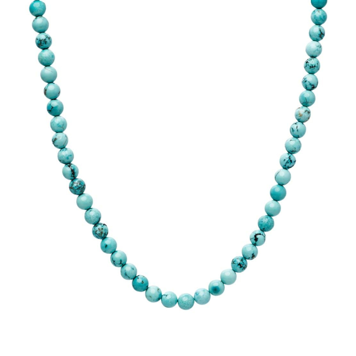 Blue Turquoise 8mm Beaded Gemstone Necklace