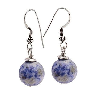 Women's Gemstone Earrings | 12mm Beads with Sterling Silver Dangle Design