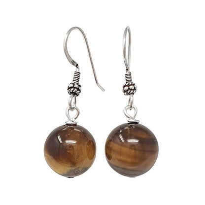 Women's Gemstone Earrings | 12mm Beads with Sterling Silver Dangle Design