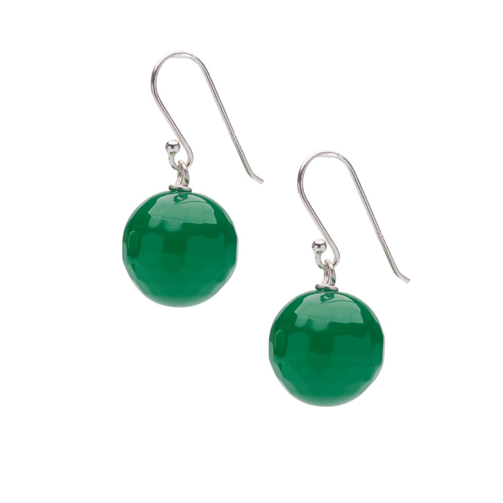 Gemstone Ball Drop Earrings | Handmade 14mm Natural Gemstone Earrings with 925 Sterling Silver Hooks