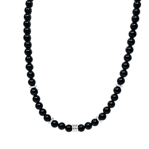 Men's Gemstone Beaded Necklace | Tiger's Eye, Blue Lapis, Black Agate, and Blue Turquoise | Stylish and Versatile Necklace for Him