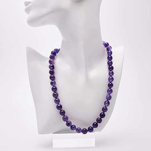 10mm Round Gemstone Beaded Necklace on Stand