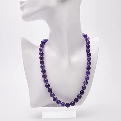 10mm Round Gemstone Beaded Necklace on Stand