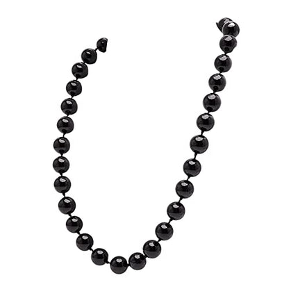Black 12mm Gemstone Necklace on white Background