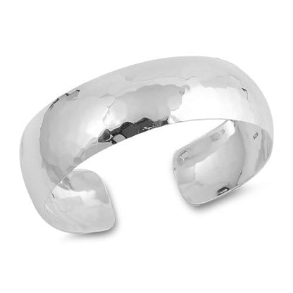 18mm Wide Hammered 925 Sterling Silver Bangle