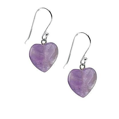 Heart-Shaped Gemstone Earrings | Handmade Sterling Silver Dangle Drop earrings - Jewelry for Women