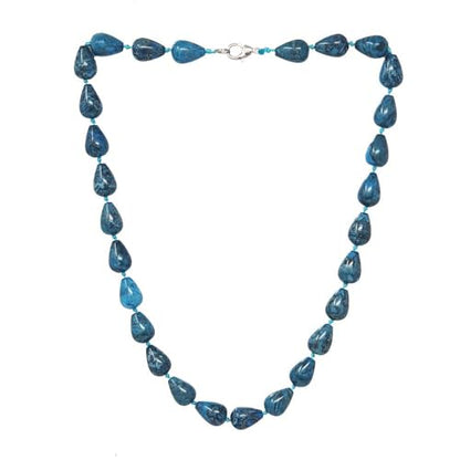 Blue Crazy Agate Round Teardrop Gemstone Necklace