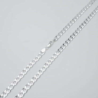 Men's Solid 925 Sterling Silver Chain Necklace | 6.2mm Curb Chain Available in Lengths 40cm to 70cm | High-Quality Italian Silver