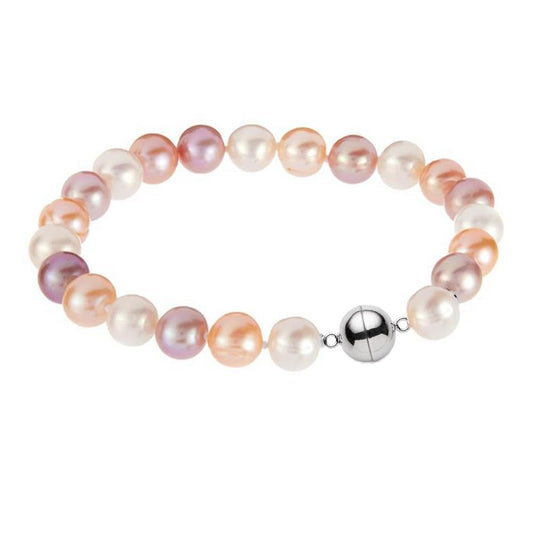 Women's Multicolor Pearl Bracelet | Handmade 8-9mm Freshwater Cultured Pearl Bracelet, 7.6 Inches
