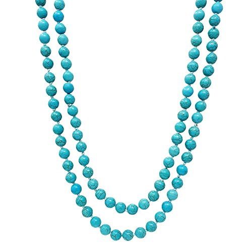 Layered Gemstone Necklace | Handmade Women's 8mm Beaded Chain, 48 Inches Long