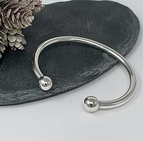 ball ended torque bangle bracelet 925 sterling silver