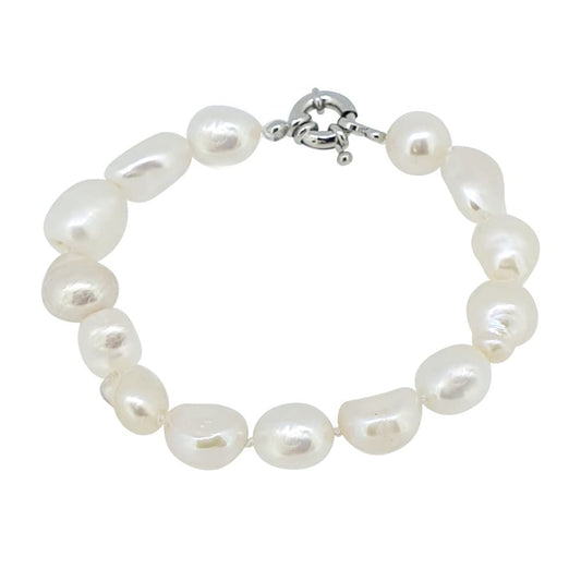 White 10-11mm Baroque Pearl Bracelet