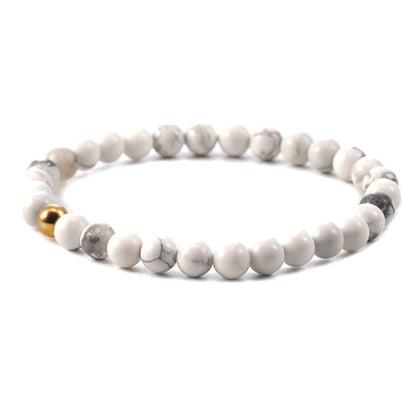 Gemstone Beaded Bracelet | White Turquoise Crystal Healing Stretch Bracelet for Women