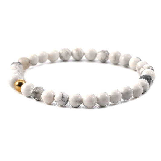 Gemstone Beaded Bracelet | White Turquoise Crystal Healing Stretch Bracelet for Women