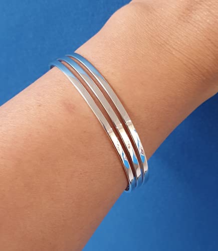 925 Sterling Silver Triple Bar Bangle 