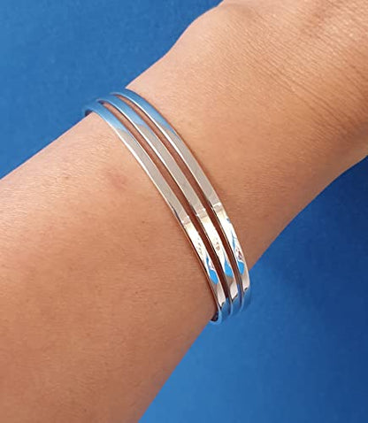 925 Sterling Silver Triple Bar Bangle 