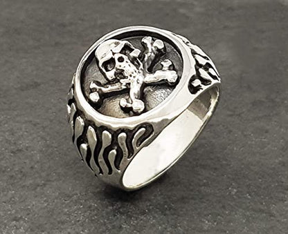 925 Sterling Silver Skull and Crossbones Ring