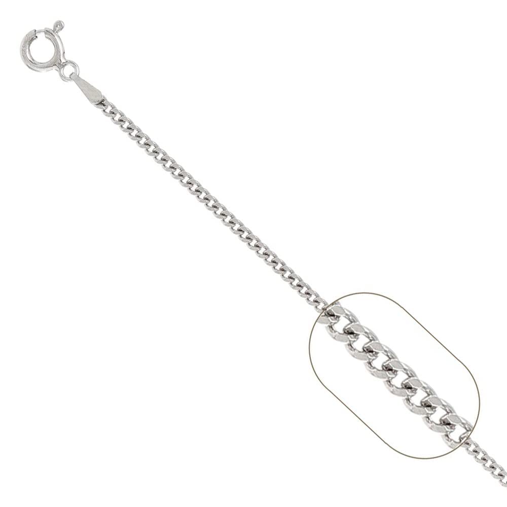 Unisex Silver Necklace | 2mm 925 Sterling Silver Curb Chain - Lengths: 16", 18", 19", 20", 22", 24"