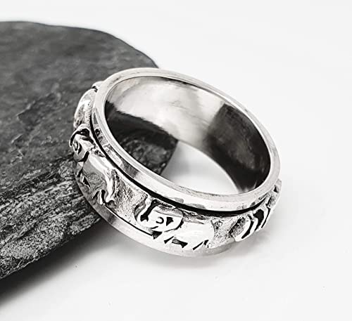 925 sterling silver elephant design spinning ring