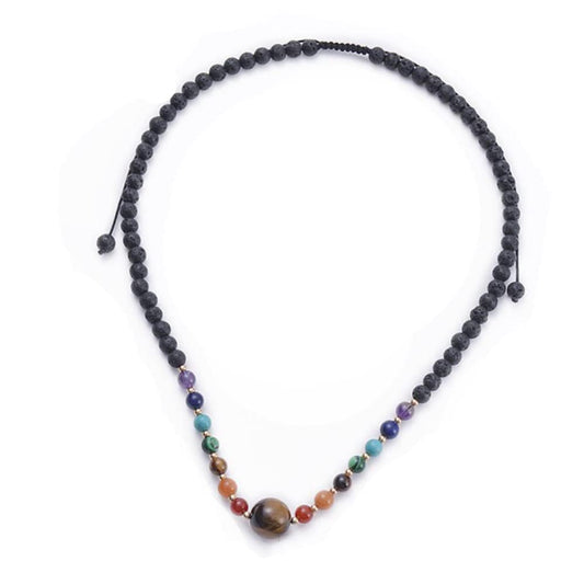 Unisex Chakra Beaded Necklace | Handmade with Natural Gemstones - Adjustable Length