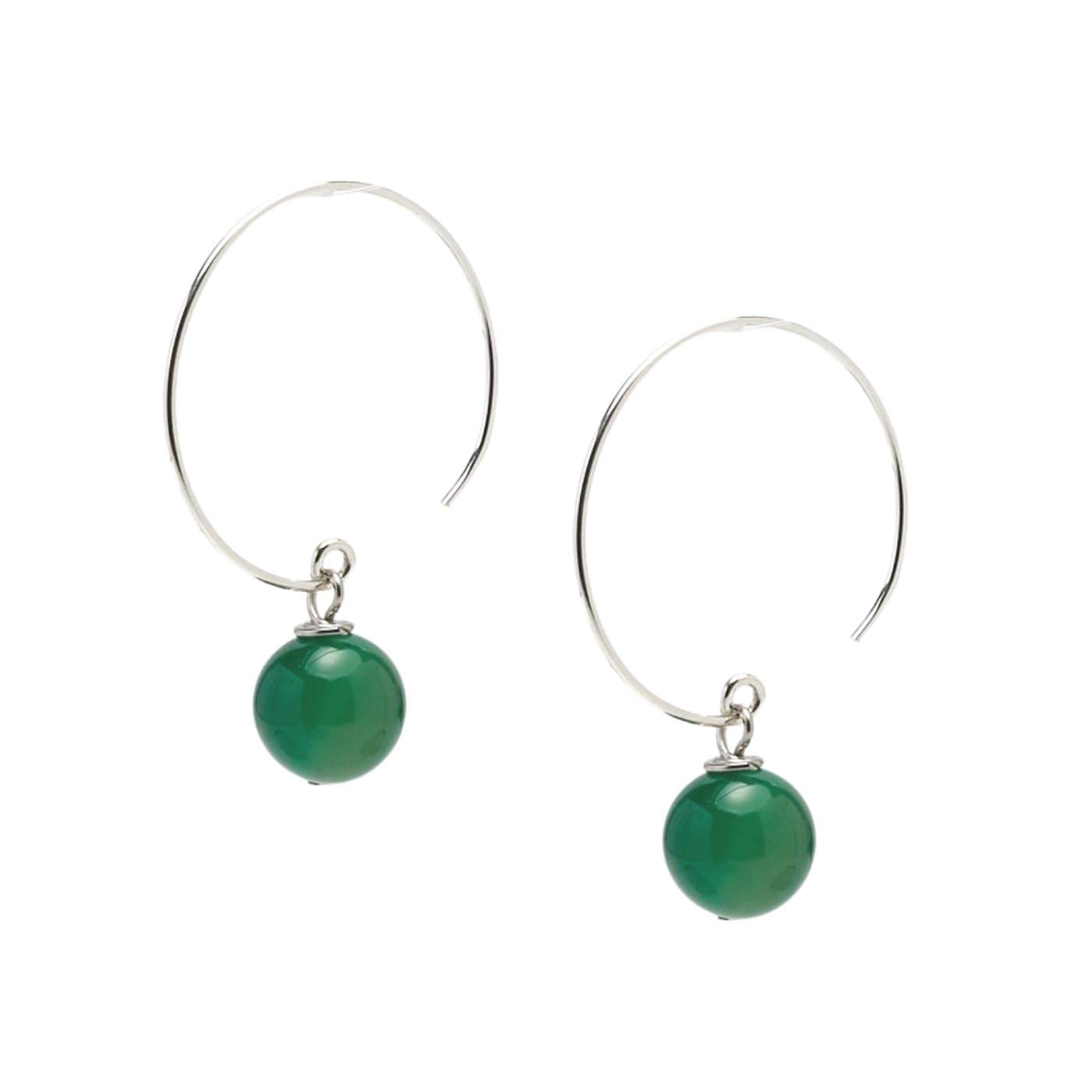 Green Agate 10mm Gemstone Hoop Earrings