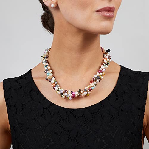 Women's Pearl Necklace | Multicolor Four-Strand Freshwater Pearl Twisted Design