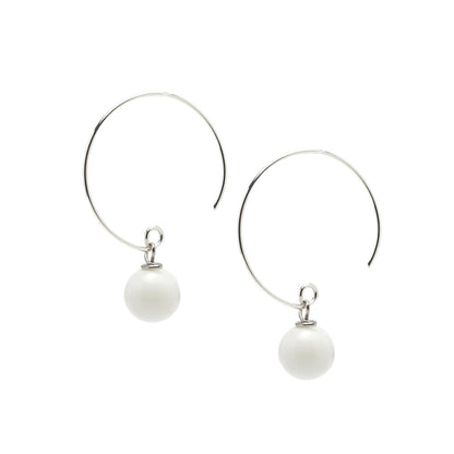 White agate 10mm Gemstone Hoop Earrings