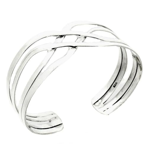 925 sterling silver crossed bars bangle for women