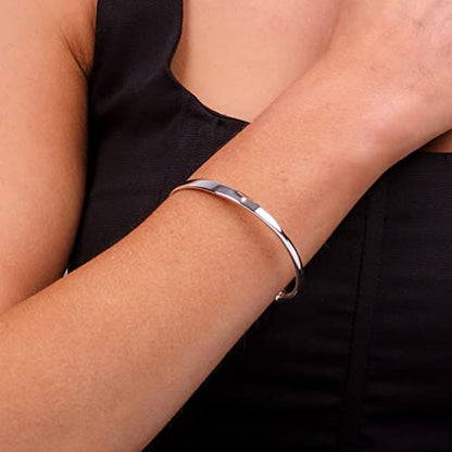 Plain Polished Bangle Bracelet | 925 Sterling Silver Torque Style for Men and Women