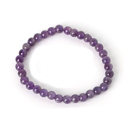Purple Amethyst 6mm Stretchy Gemstone Bracelet