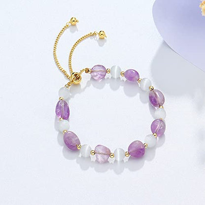 Women's Handmade Gemstone Bracelet | Natural Gemstone Beaded Adjustable Bracelet Stylish Jewelry for Women