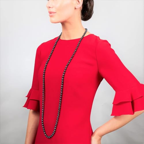 Black 8-9mm Pearl 120cm Long Necklace on Model