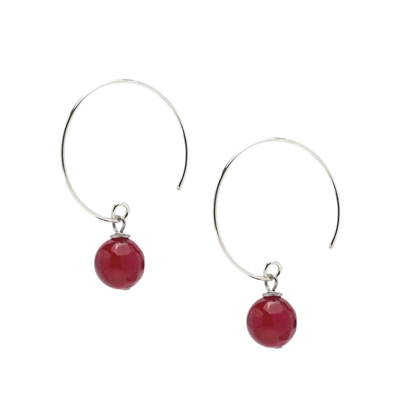 Red Agate 10mm Gemstone Hoop Earrings