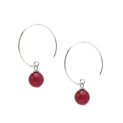 Red Agate 10mm Gemstone Hoop Earrings