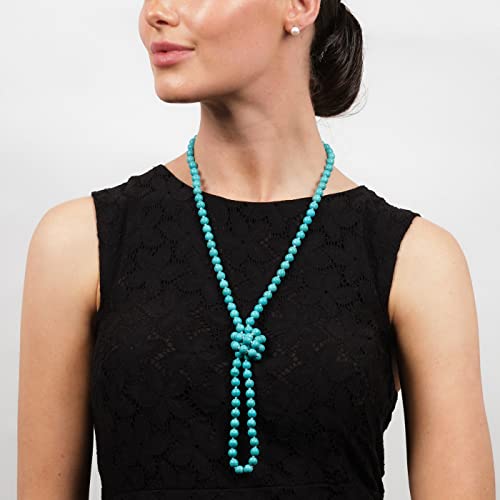 Layered Gemstone Necklace | Handmade Women's 8mm Beaded Chain, 48 Inches Long