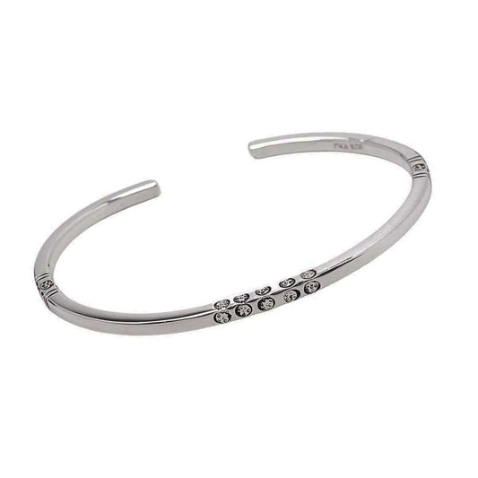 Embossed details 925 sterling silver open cuff bangle bracelet