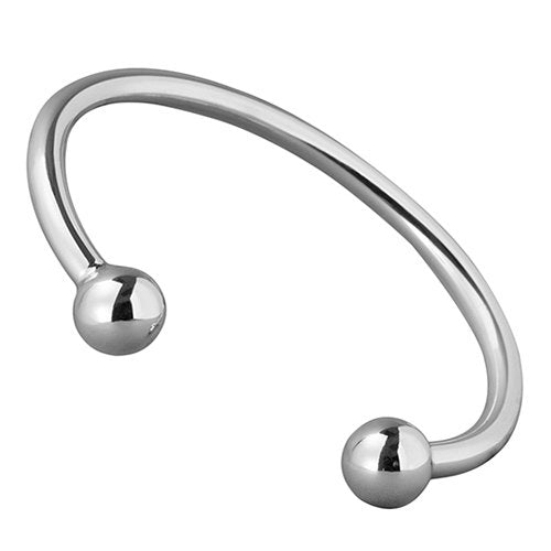 925 sterling silver ball ended torque bangle bracelet