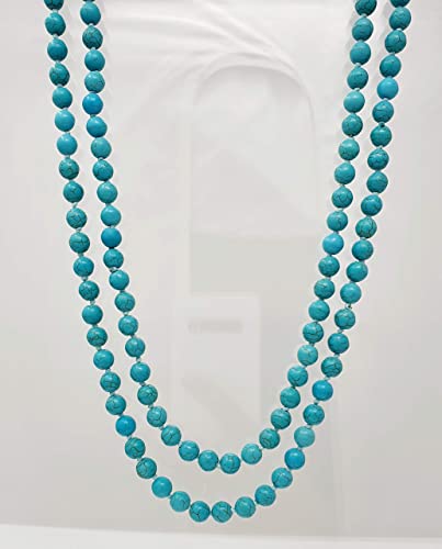 Layered Gemstone Necklace | Handmade Women's 8mm Beaded Chain, 48 Inches Long