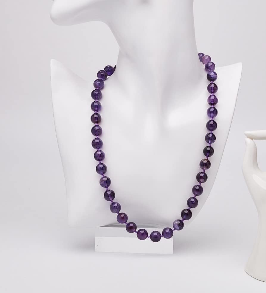 Women's Beaded Gemstone Necklace | Handmade 10mm Natural Multicolored Gemstone Necklace with Agate, Amethyst, and Rose Agate for Women
