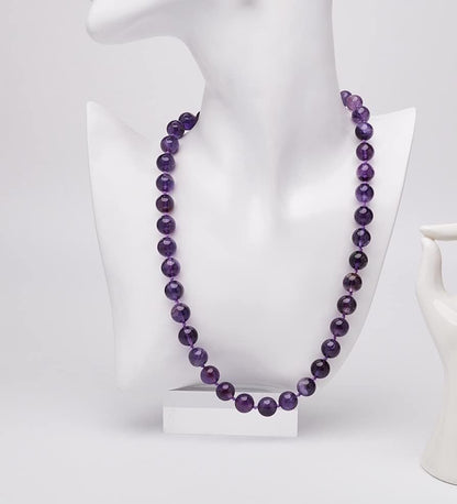 Women's Beaded Gemstone Necklace | Handmade 10mm Natural Multicolored Gemstone Necklace with Agate, Amethyst, and Rose Agate for Women