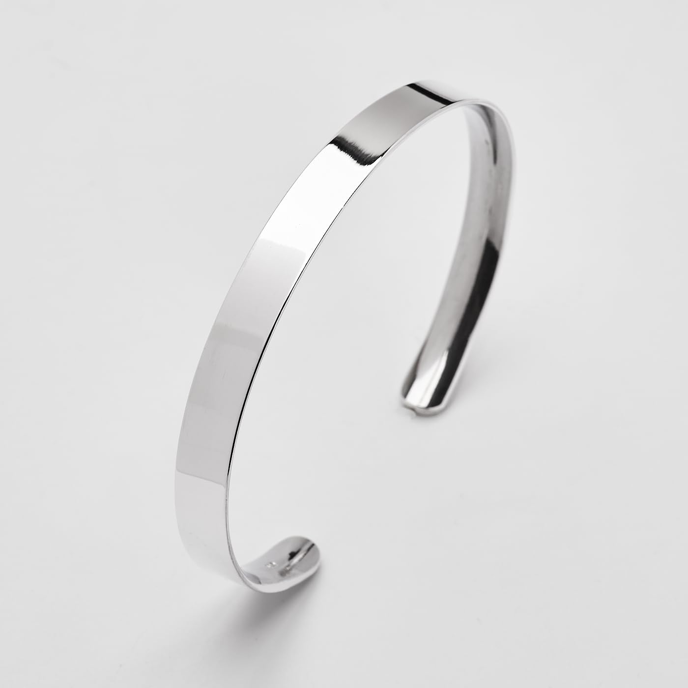 Men's Silver Bangle | Plain 925 Sterling Silver Cuff Bracelet - Gift Boxed