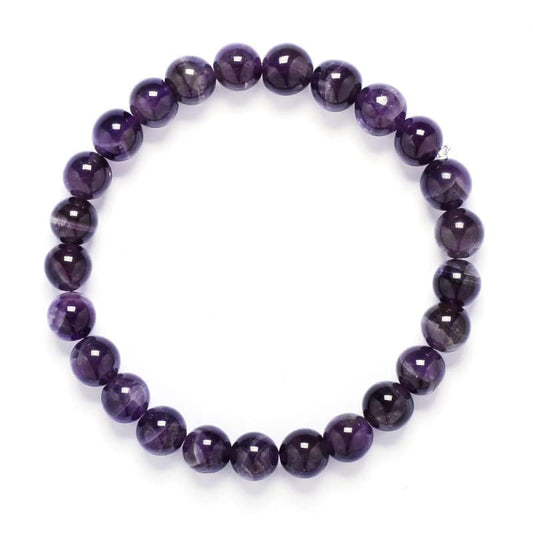 Gemstone Beaded Bracelet | Handmade 8mm Amethyst Gemstone Stretch Bracelet for Men and Women