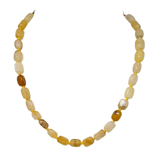 Women's Beaded Necklace | Yellow Agate Gemstone Beads with 925 Sterling Silver, Handmade Jewelry