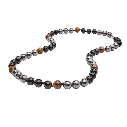 Men's Beaded Necklace | Handmade Natural Gemstone Chain with Tiger’s Eye and Onyx