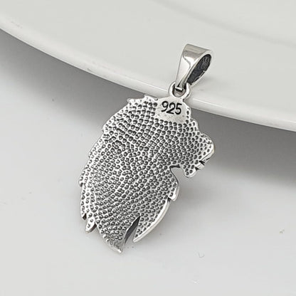 lion relief pendant 925 sterling silver 