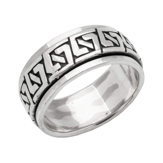 925 sterling silver geometric pattern spin ring 