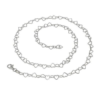 Women's Silver Necklace | Classic Italian-Made Silver Chain with Heart Links - 24"