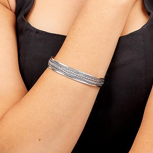 Adjustable Braided Bangle | Solid 925 Sterling Silver Bracelet for Men and Women