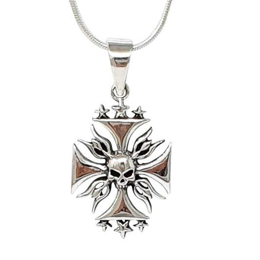 925 sterling silver cross skull design pendant